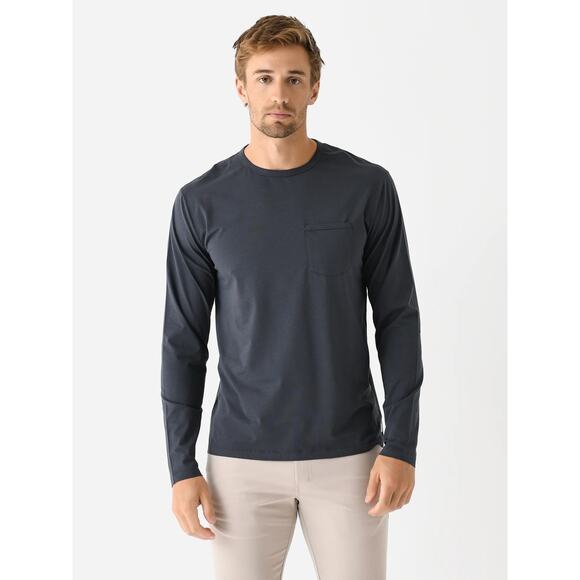 Vuori Feather Pocket Performance Crew Men's Tee Size XXL Gray Long Sleeve V1048 - Picture 1 of 11